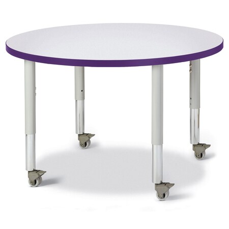 Jonti-Craft Berries Round Activity Table, 36 in. Diameter, Mobile, Freckled Gray/Purple/Gray 6488JCM004